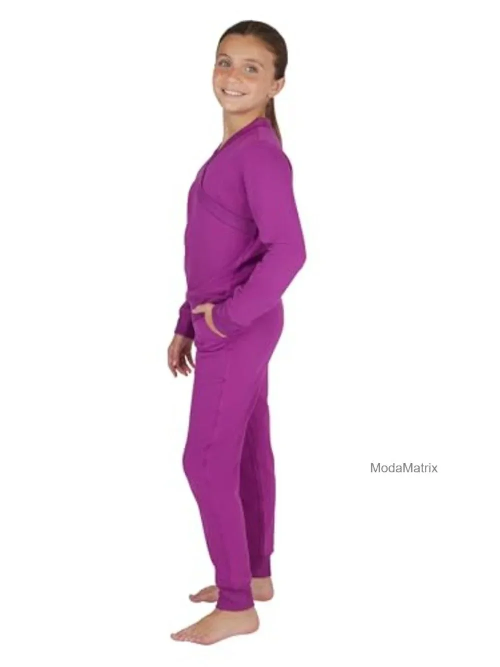 Girls Brushed Crossover Long Sleeve Top & Jogger 2 Piece Set Active Outfit